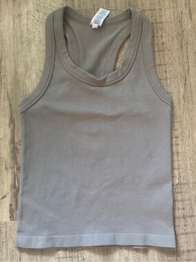 Reflex Ribbed Taupe Muscle Tank-top